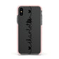 Personalised Black Handritten Name Vertical Apple iPhone Xs Impact Case Pink Edge on Black Phone