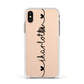 Personalised Black Handritten Name Vertical Apple iPhone Xs Impact Case White Edge on Gold Phone