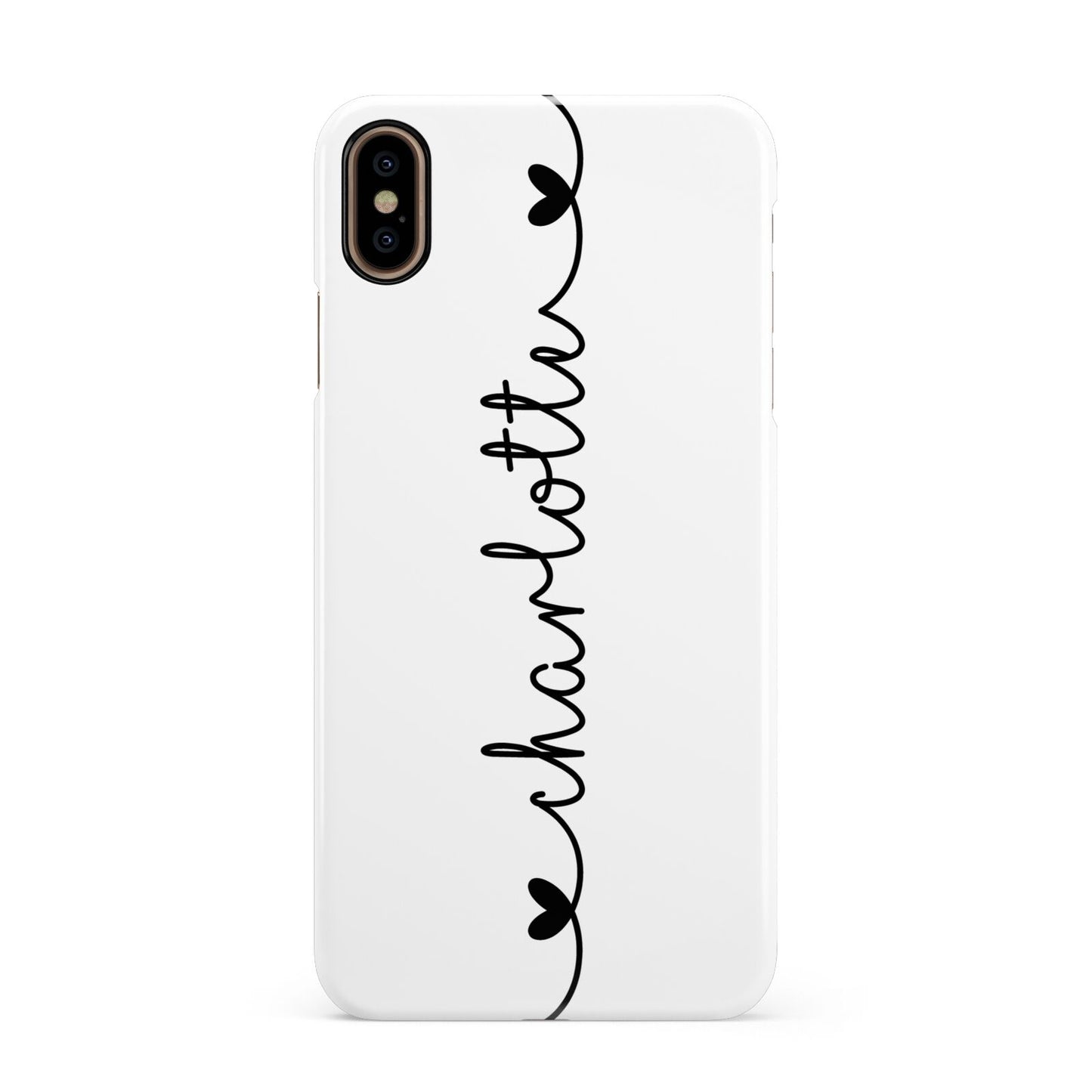 Personalised Black Handritten Name Vertical Apple iPhone Xs Max 3D Snap Case