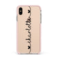 Personalised Black Handritten Name Vertical Apple iPhone Xs Max Impact Case Pink Edge on Gold Phone
