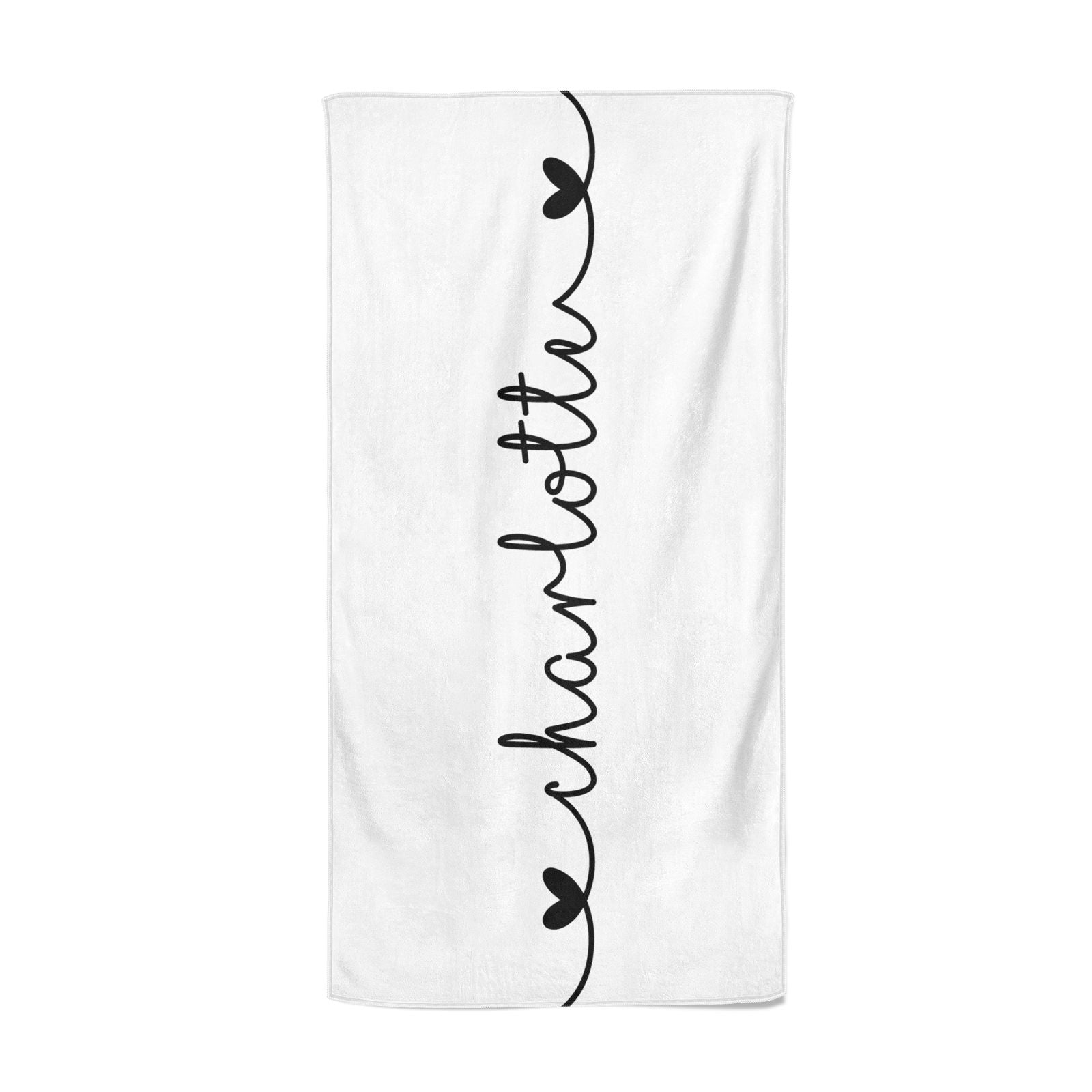 Personalised Black Handritten Name Vertical Beach Towel