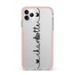 Personalised Black Handritten Name Vertical iPhone 11 Pro Max Impact Pink Edge Case