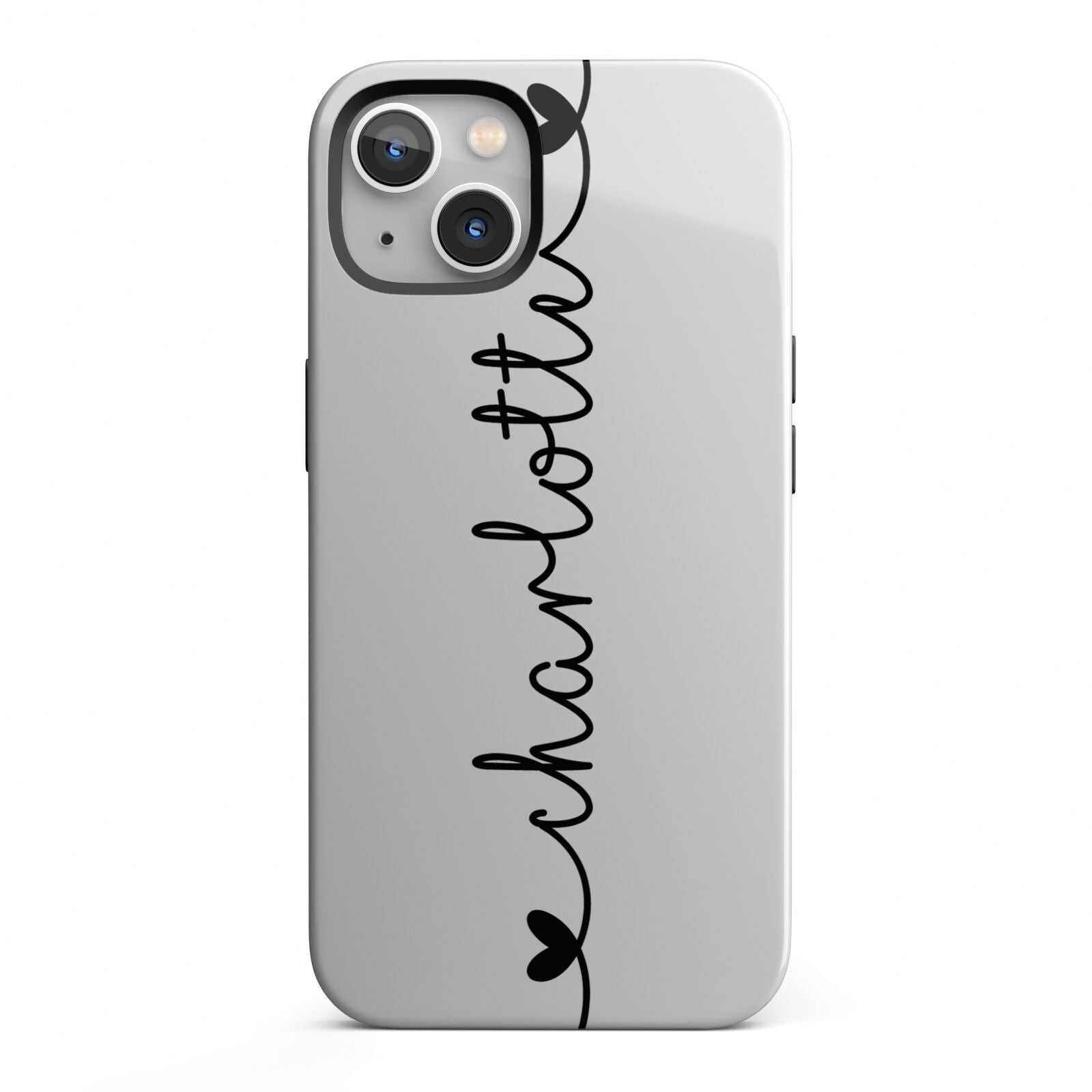 Personalised Black Handritten Name Vertical iPhone 13 Full Wrap 3D Tough Case