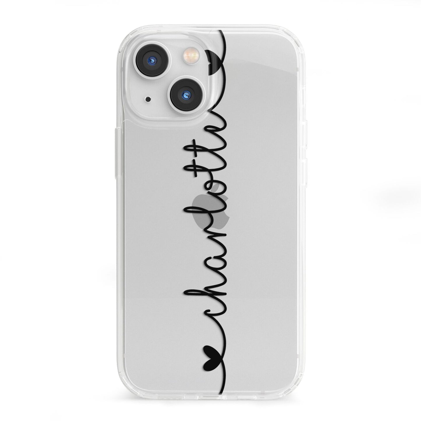 Personalised Black Handritten Name Vertical iPhone 13 Mini Clear Bumper Case