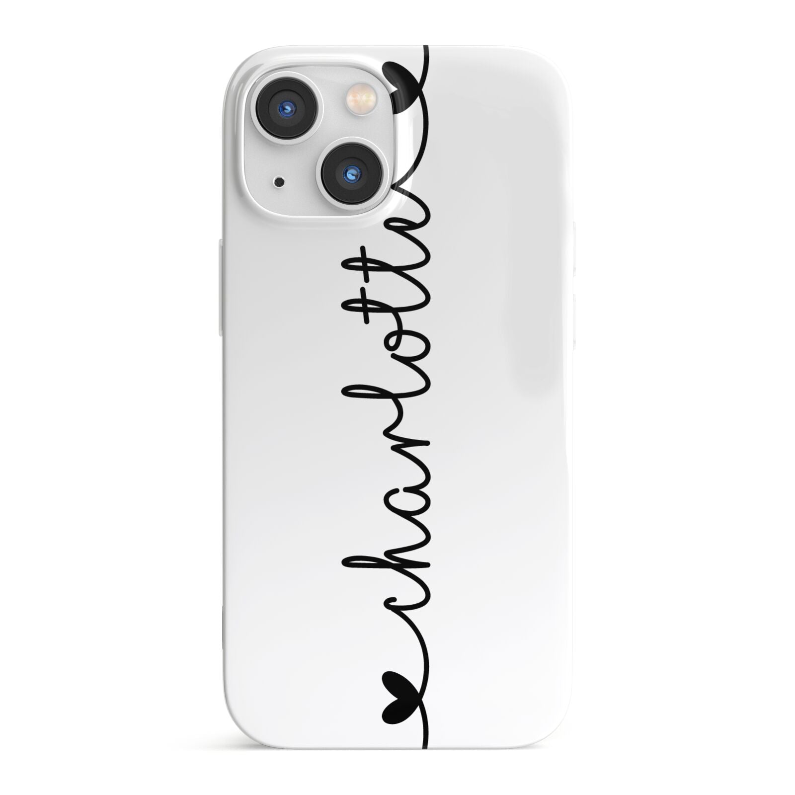 Personalised Black Handritten Name Vertical iPhone 13 Mini Full Wrap 3D Snap Case