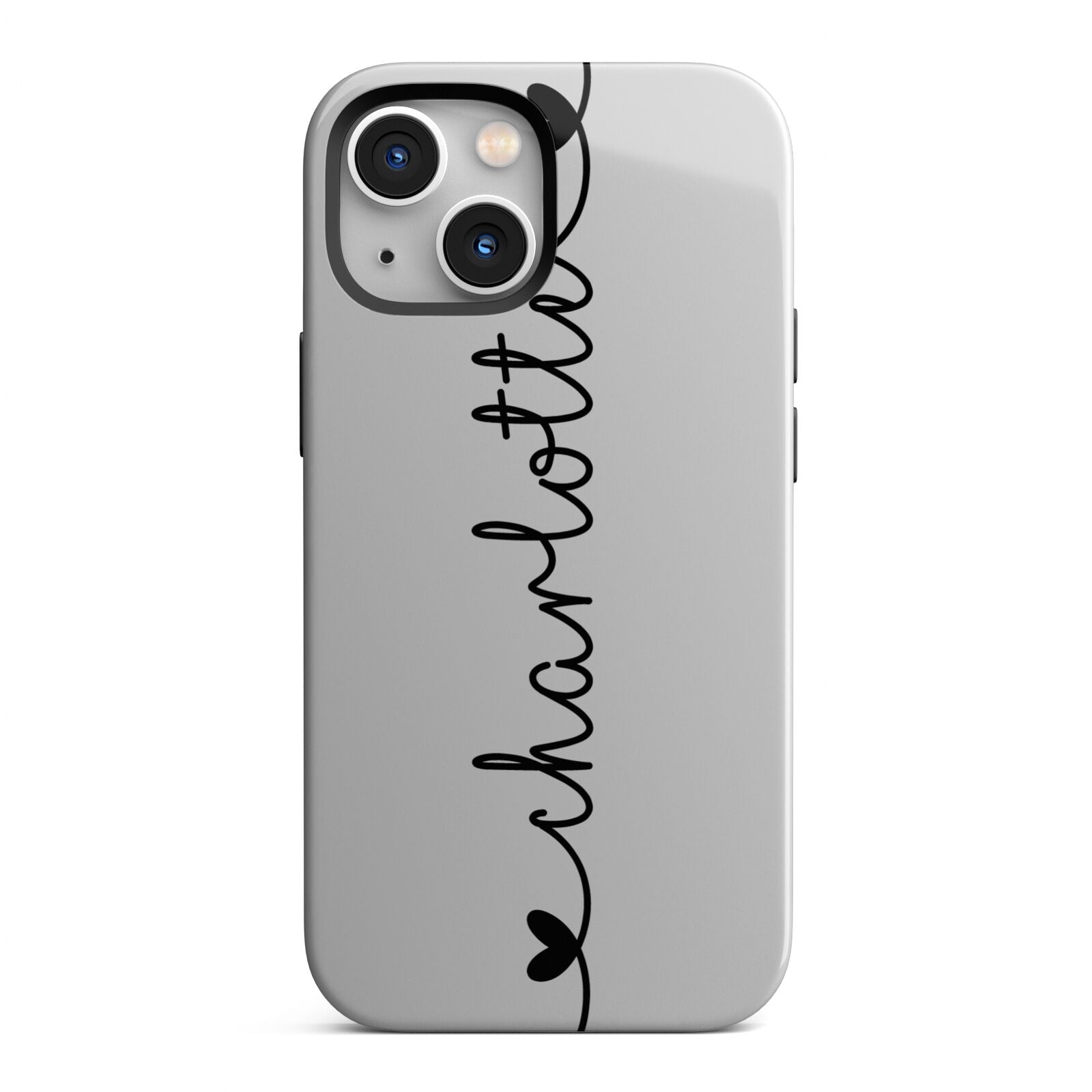 Personalised Black Handritten Name Vertical iPhone 13 Mini Full Wrap 3D Tough Case