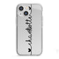 Personalised Black Handritten Name Vertical iPhone 13 Mini TPU Impact Case with White Edges
