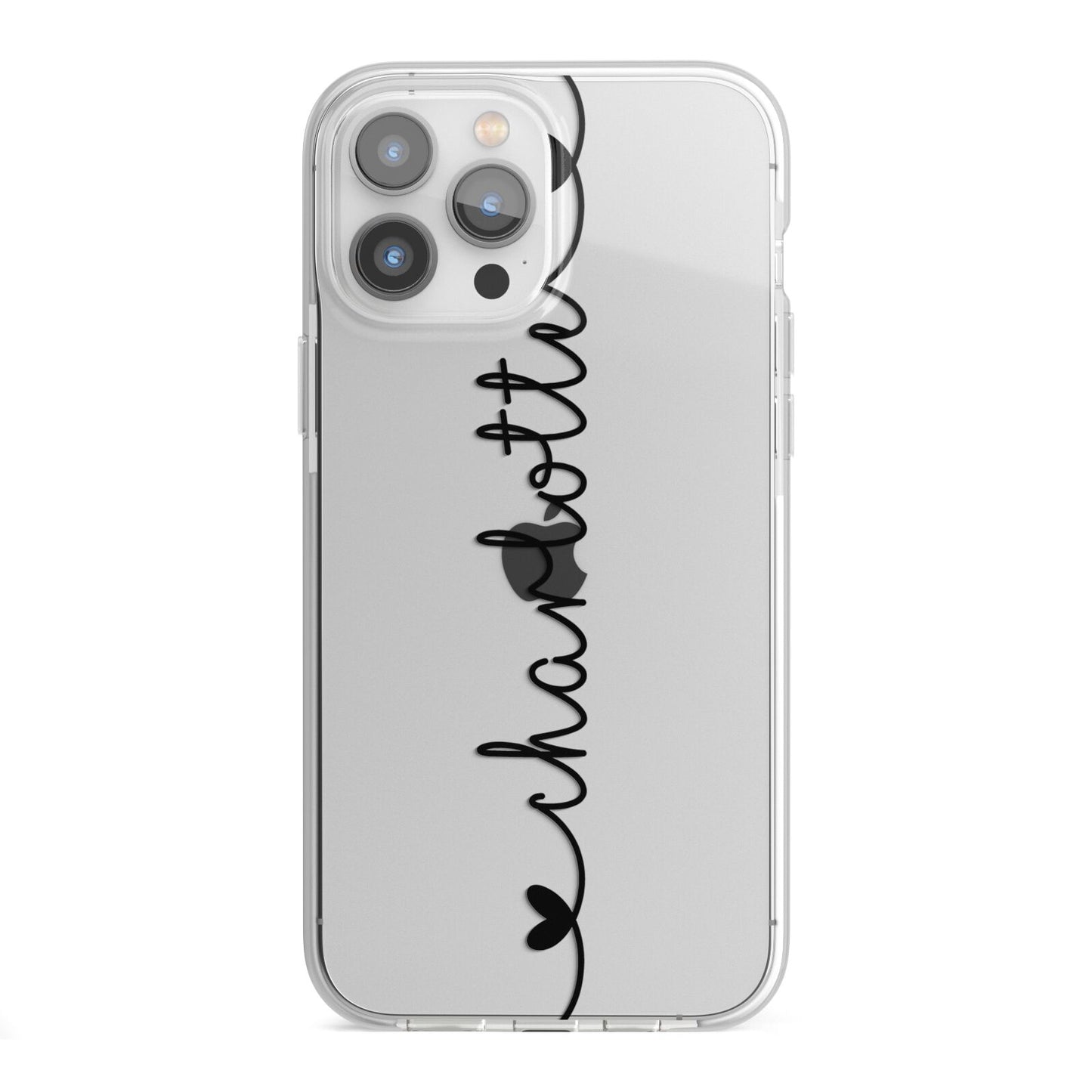 Personalised Black Handritten Name Vertical iPhone 13 Pro Max TPU Impact Case with White Edges