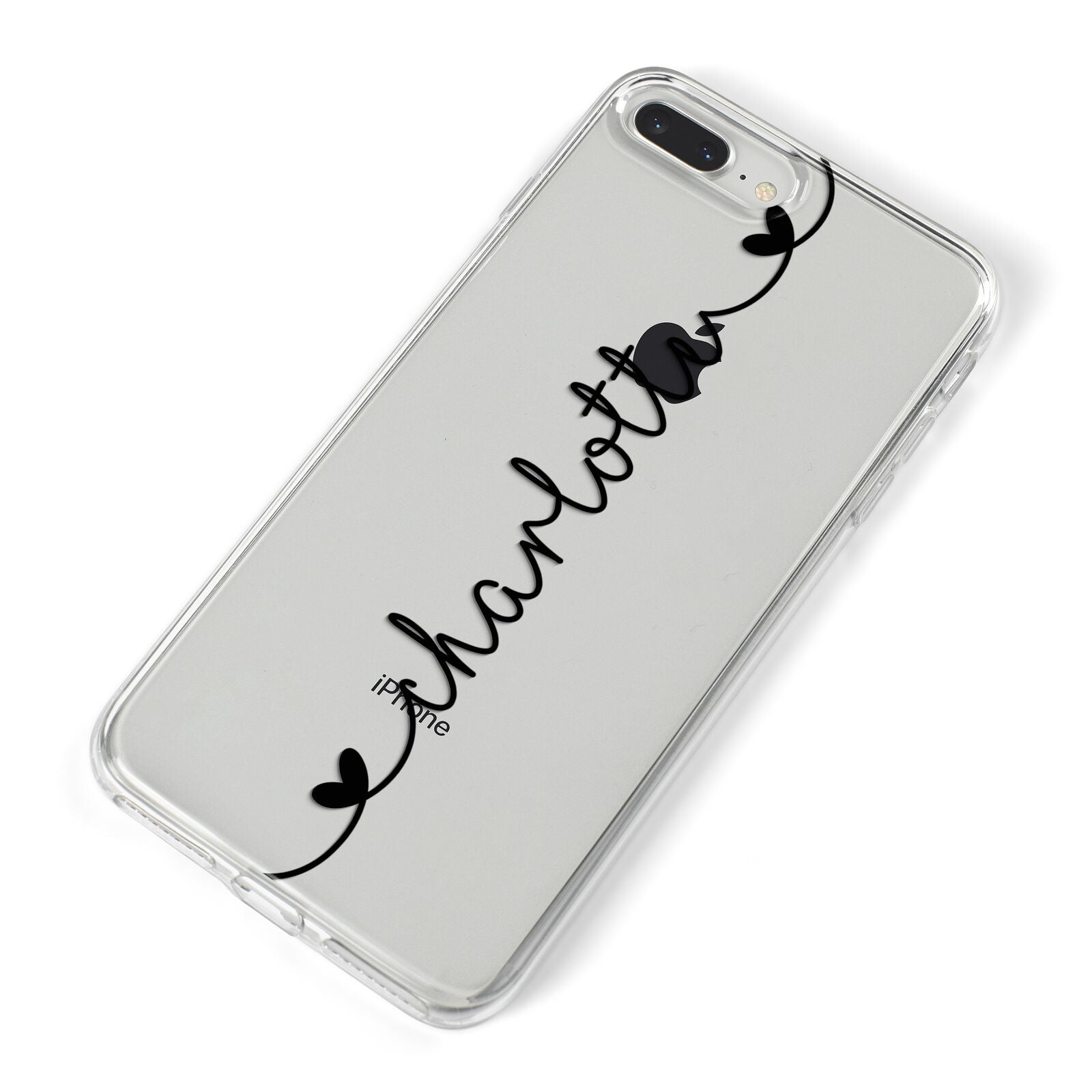 Personalised Black Handritten Name Vertical iPhone 8 Plus Bumper Case on Silver iPhone Alternative Image