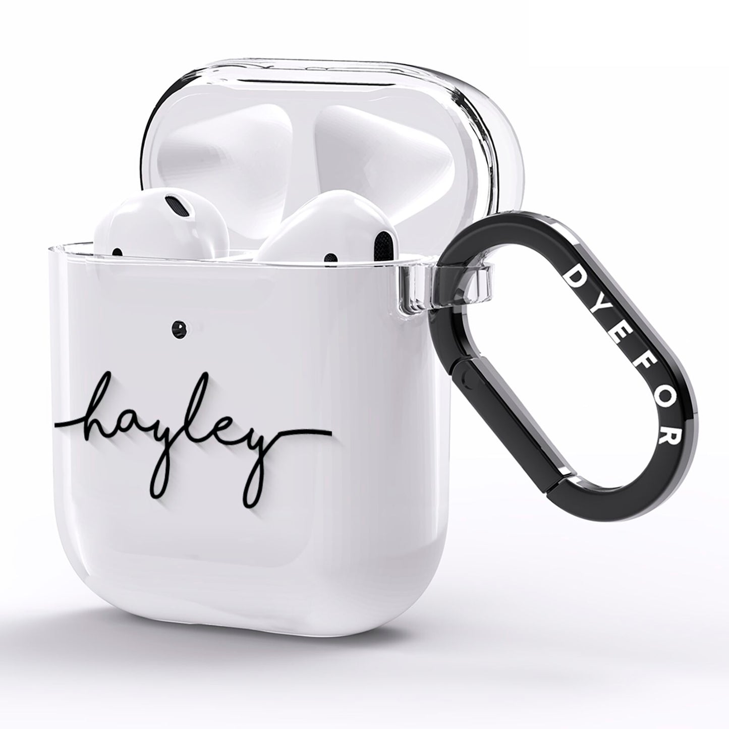 Personalised Black Handwritten Name Custom AirPods Clear Case Side Image