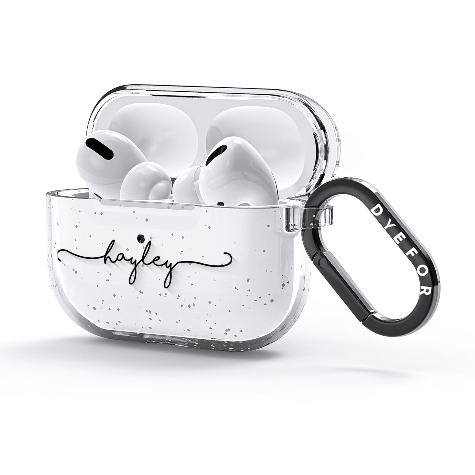 Personalised Black Handwritten Name Custom AirPods Glitter Case 3rd Gen Side Image