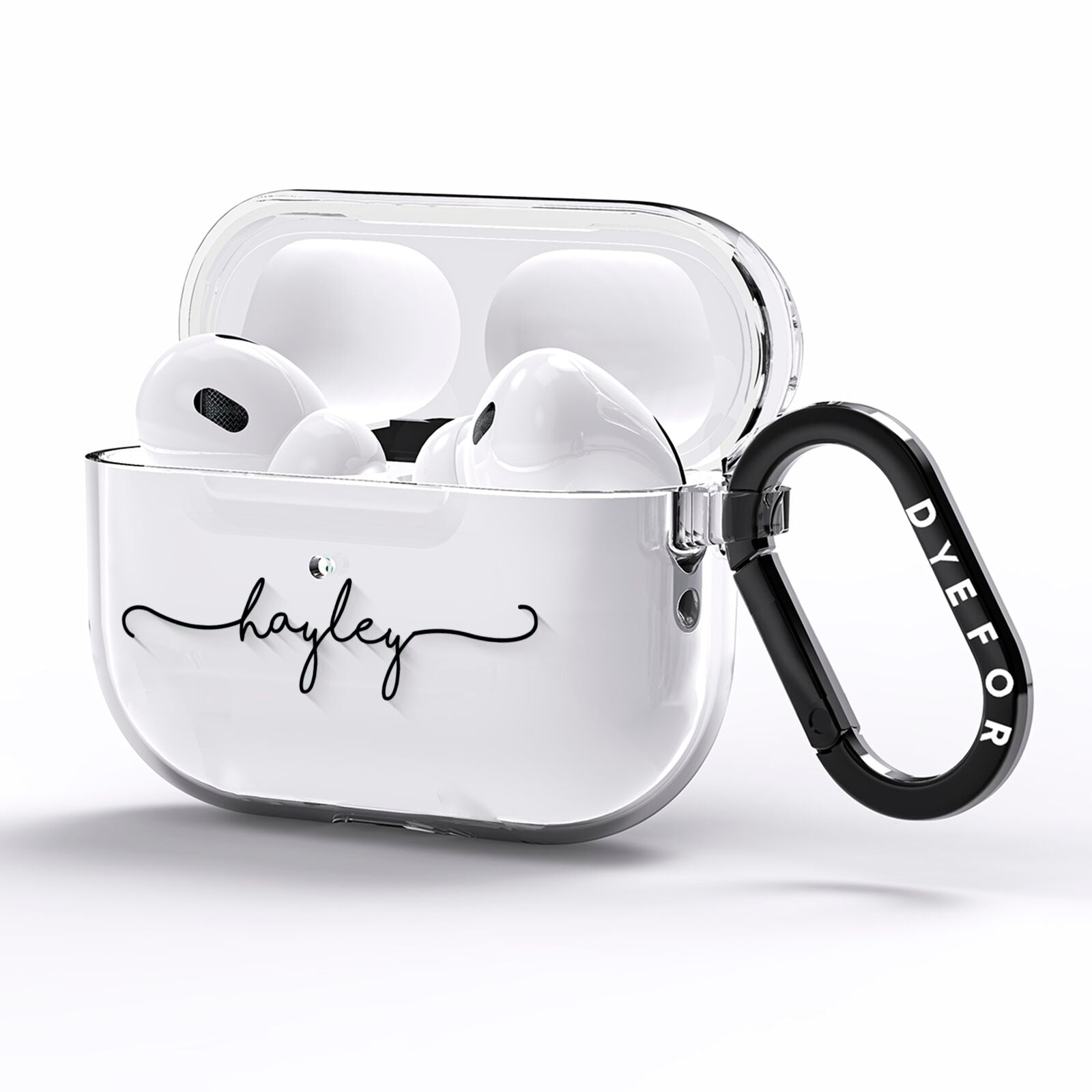 Personalised Black Handwritten Name Custom AirPods Pro Clear Case Side Image