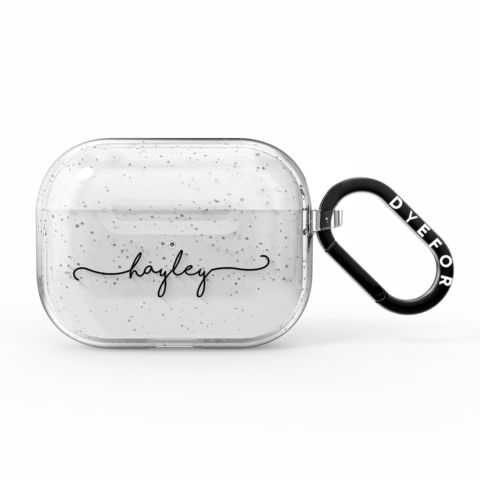 Personalised Black Handwritten Name Custom AirPods Pro Glitter Case