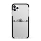 Personalised Black Handwritten Name Hearts Clear Apple iPhone 11 Pro Max in Silver with Black Impact Case