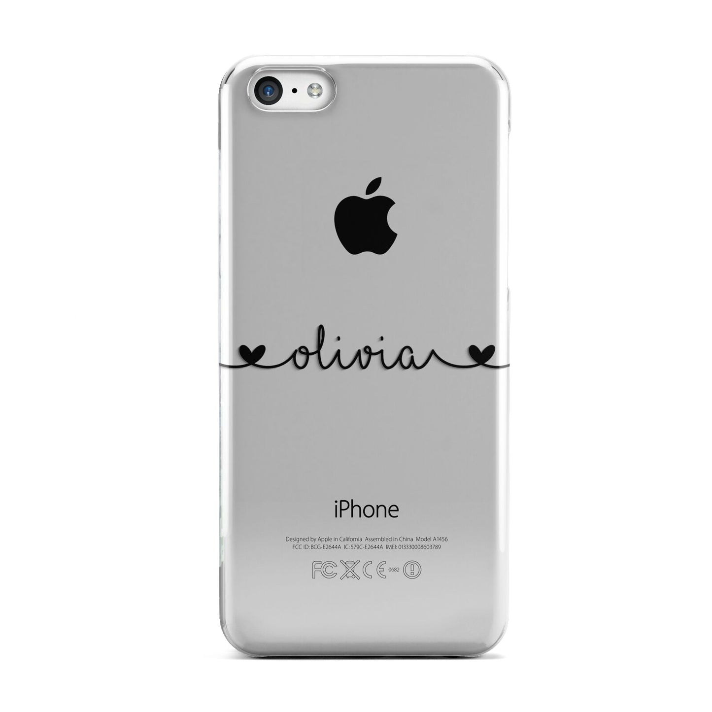 Personalised Black Handwritten Name Hearts Clear Apple iPhone 5c Case