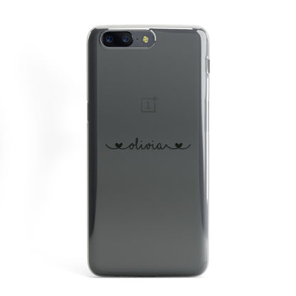 Personalised Black Handwritten Name Hearts Clear OnePlus Case