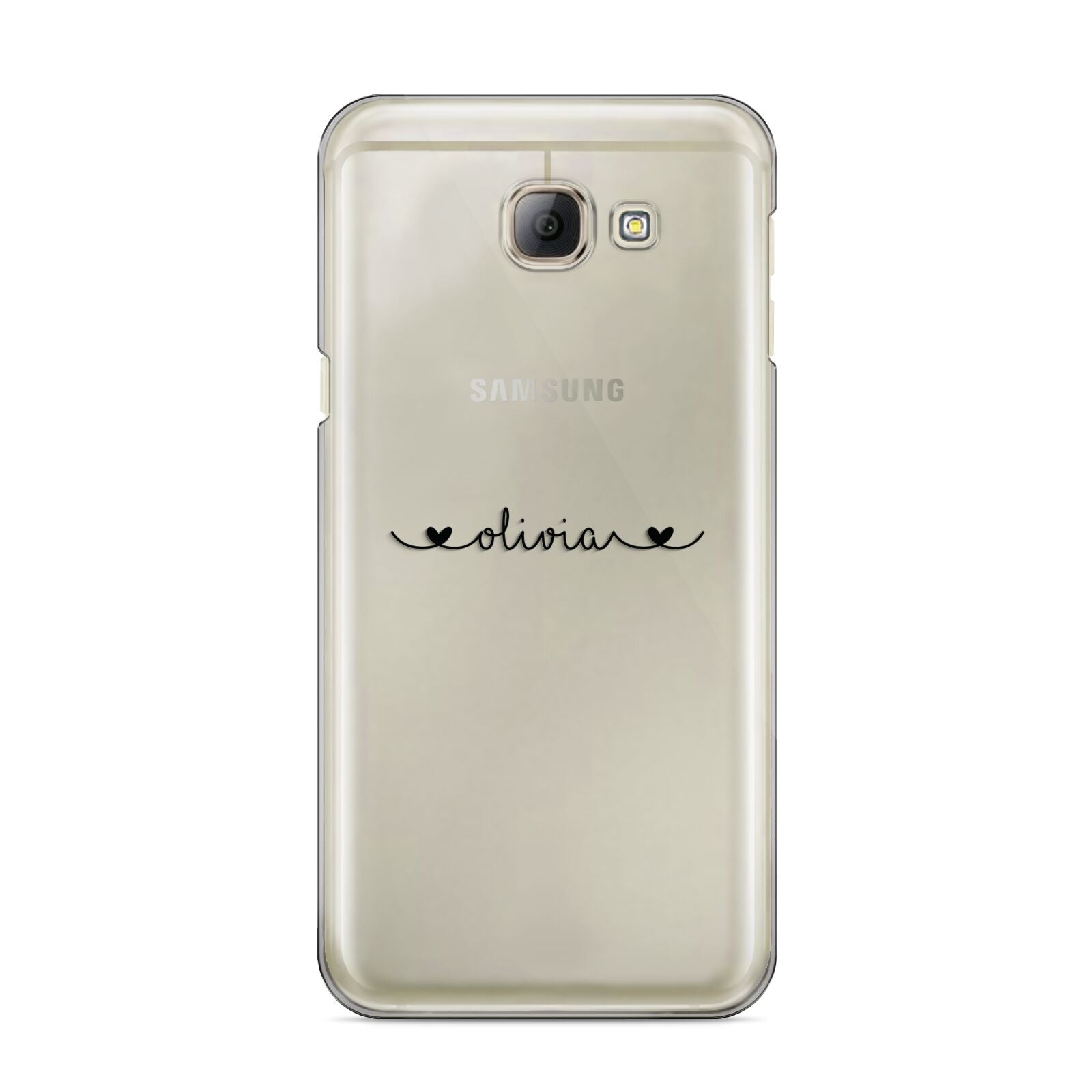Personalised Black Handwritten Name Hearts Clear Samsung Galaxy A8 2016 Case