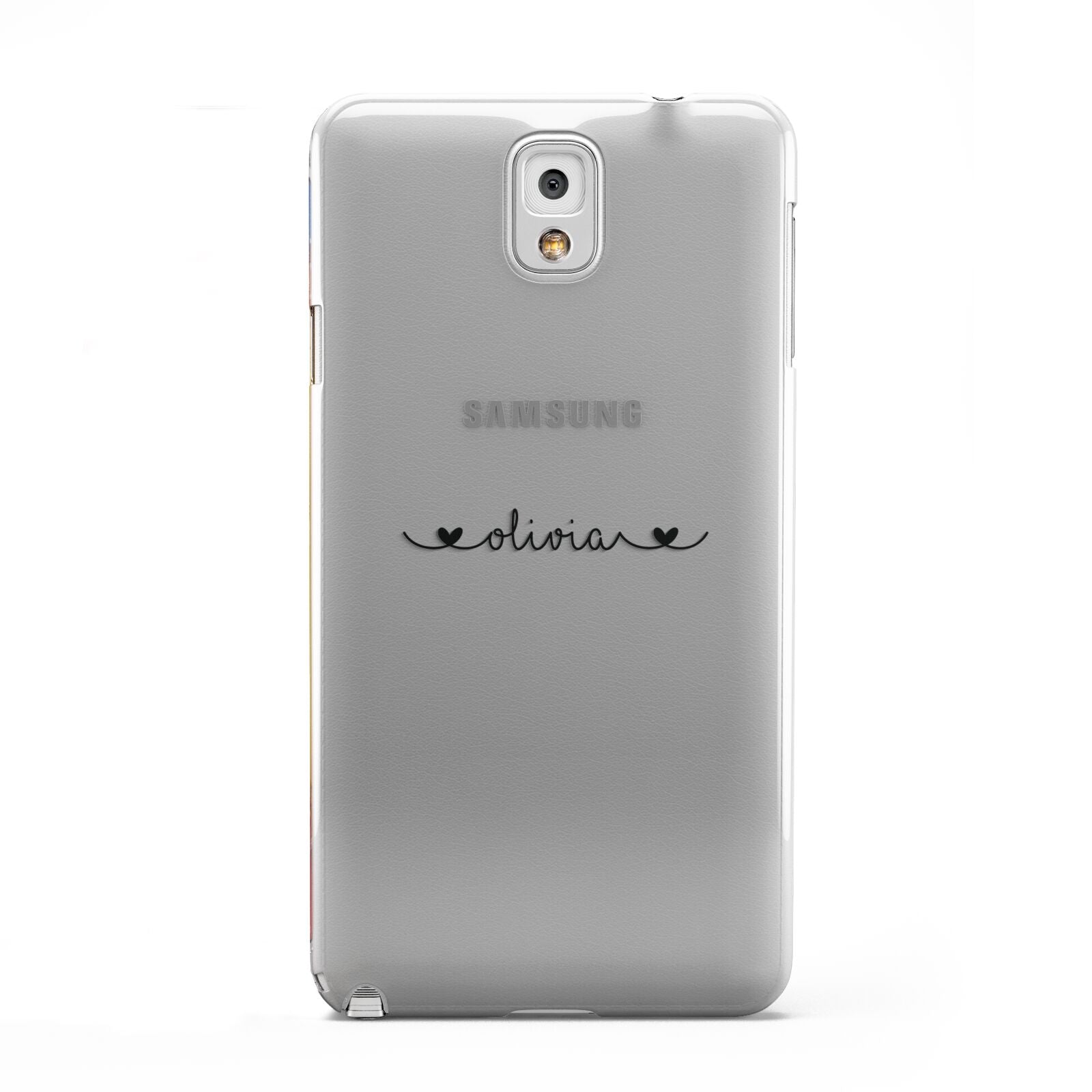 Personalised Black Handwritten Name Hearts Clear Samsung Galaxy Note 3 Case