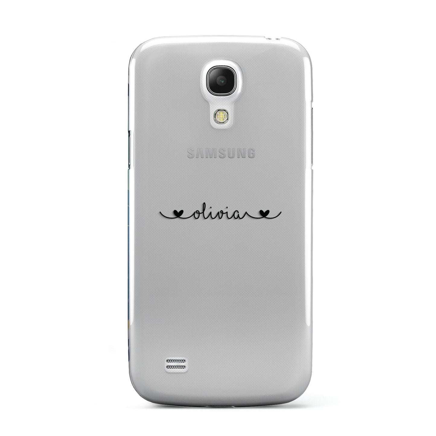 Personalised Black Handwritten Name Hearts Clear Samsung Galaxy S4 Mini Case