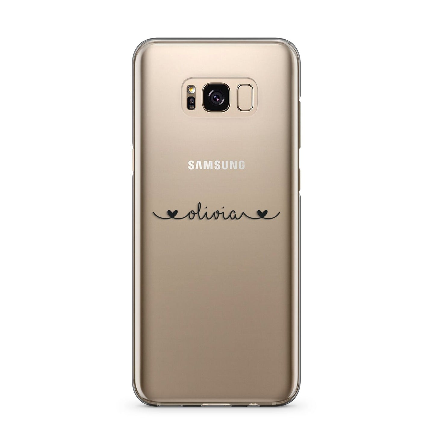 Personalised Black Handwritten Name Hearts Clear Samsung Galaxy S8 Plus Case