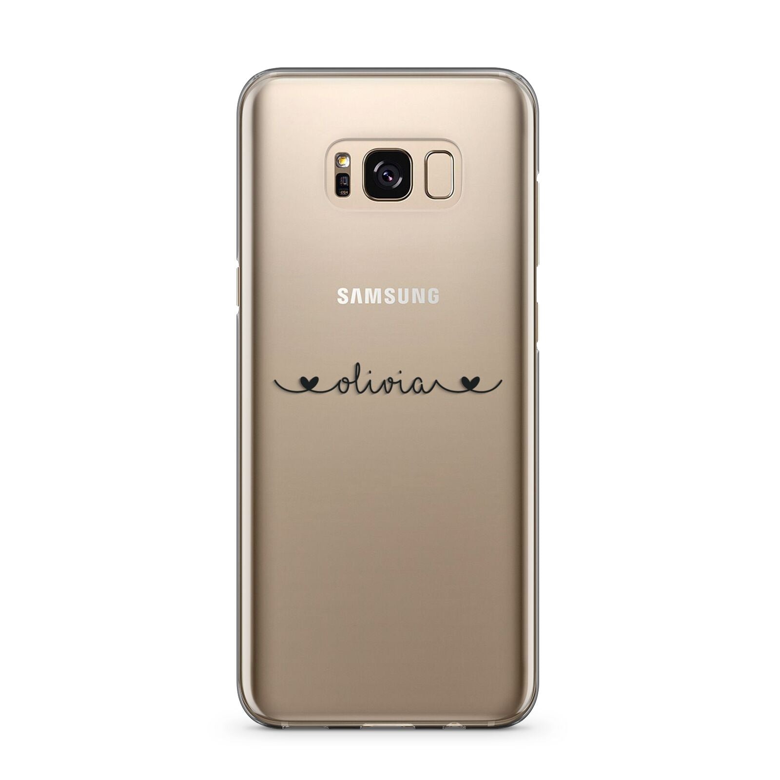 Personalised Black Handwritten Name Hearts Clear Samsung Galaxy S8 Plus Case