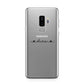 Personalised Black Handwritten Name Hearts Clear Samsung Galaxy S9 Plus Case on Silver phone