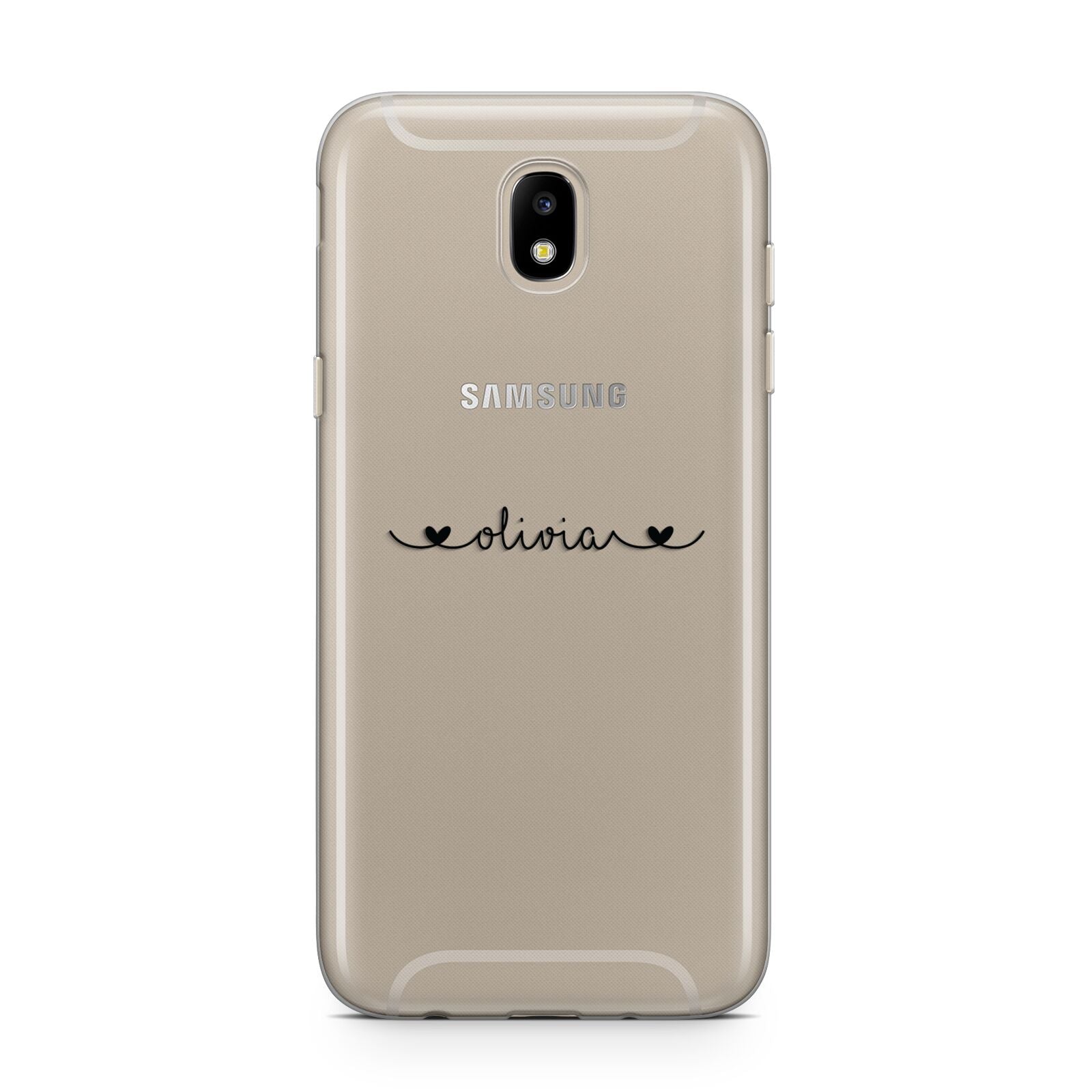 Personalised Black Handwritten Name Hearts Clear Samsung J5 2017 Case