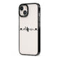 Personalised Black Handwritten Name Hearts Clear iPhone 13 Black Impact Case Side Angle on Silver phone