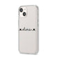 Personalised Black Handwritten Name Hearts Clear iPhone 14 Clear Tough Case Starlight Angled Image