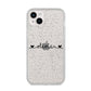 Personalised Black Handwritten Name Hearts Clear iPhone 14 Plus Glitter Tough Case Starlight
