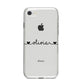 Personalised Black Handwritten Name Hearts Clear iPhone 8 Bumper Case on Silver iPhone
