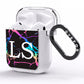 Personalised Black Holographic Marble Initials AirPods Clear Case Side Image