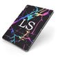 Personalised Black Holographic Marble Initials Apple iPad Case on Grey iPad Side View