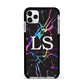 Personalised Black Holographic Marble Initials Apple iPhone 11 Pro Max in Silver with Black Impact Case