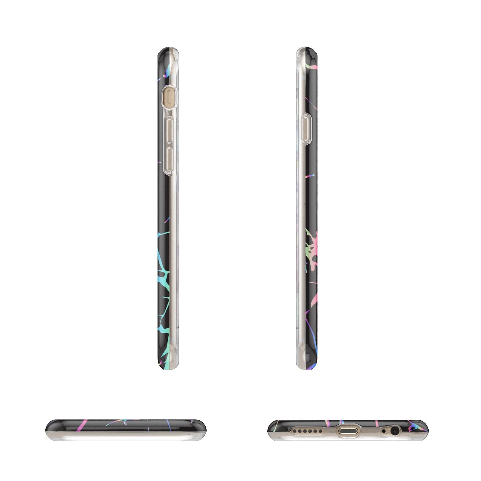 Personalised Black Holographic Marble Initials Apple iPhone 6 3D Wrap Tough Case Alternative Image Angles