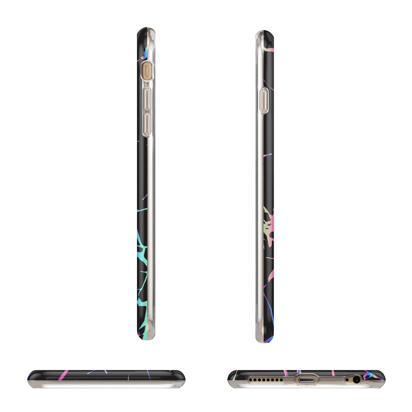 Personalised Black Holographic Marble Initials Apple iPhone 6 Plus 3D Wrap Tough Case Alternative Image Angles