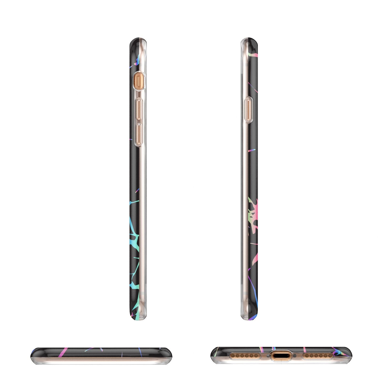 Personalised Black Holographic Marble Initials Apple iPhone 7 8 3D Wrap Tough Case Alternative Image Angles