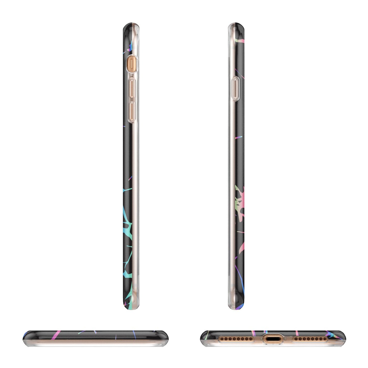 Personalised Black Holographic Marble Initials Apple iPhone 7 8 Plus 3D Wrap Tough Case Alternative Image Angles