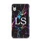 Personalised Black Holographic Marble Initials Apple iPhone XR White 3D Snap Case