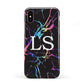 Personalised Black Holographic Marble Initials Apple iPhone XS 3D Tough