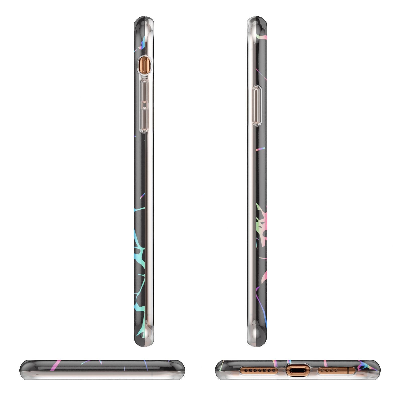 Personalised Black Holographic Marble Initials Apple iPhone XS Max 3D Wrap Tough Case Alternative Image Angles