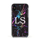 Personalised Black Holographic Marble Initials Apple iPhone Xs Impact Case Black Edge on Black Phone