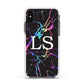 Personalised Black Holographic Marble Initials Apple iPhone Xs Impact Case White Edge on Black Phone