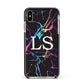 Personalised Black Holographic Marble Initials Apple iPhone Xs Max Impact Case Black Edge on Gold Phone