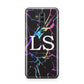 Personalised Black Holographic Marble Initials Huawei Mate 20 Lite
