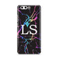 Personalised Black Holographic Marble Initials Huawei P10 Phone Case