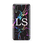 Personalised Black Holographic Marble Initials Huawei P20 Phone Case