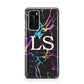Personalised Black Holographic Marble Initials Huawei P40 Phone Case