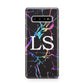 Personalised Black Holographic Marble Initials Protective Samsung Galaxy Case