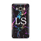 Personalised Black Holographic Marble Initials Samsung Galaxy J7 2016 Case on gold phone